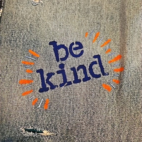 HANDMADE ☆ UPCYCLED "VINTAGE LEVI" EMBELLISHED KINDNESS JEANS! Sz 34w-34inseam - Picture 4 of 13